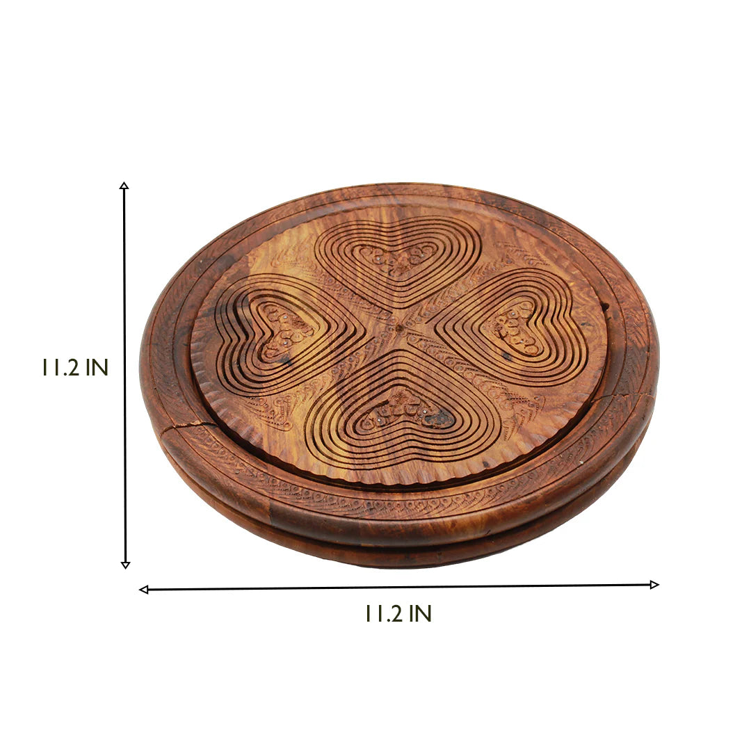 Round Wooden Foldable Dry Fruit Basket – 5 Compartments