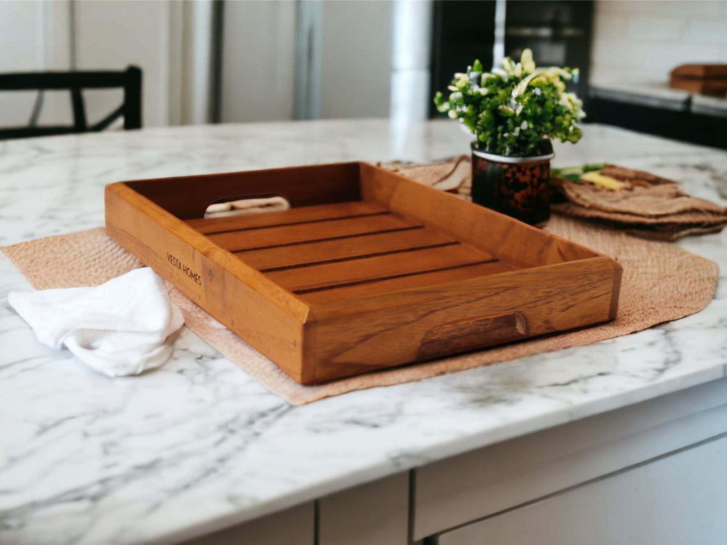 Rivika Medium Teak Wood Tray